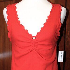 3 Old Navy v-neck tank tops, 1 red, 1 black & 1 blue.